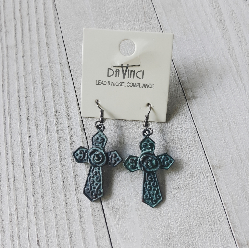 Patina Cross Earrings